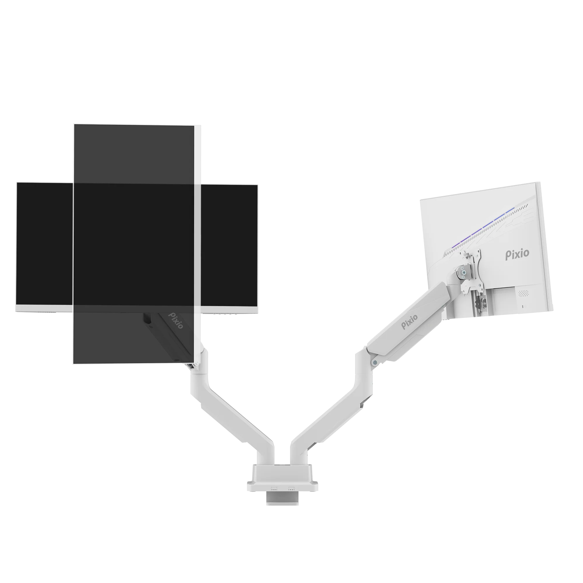 PS2D White Dual Monitor Arm Mount - Image 6